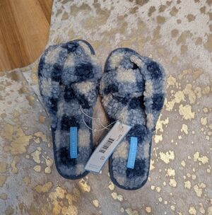Blue Plaid Slippers
